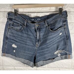 Old Navy Womens Jean Shorts Size 12‎ Mid Rise Boyfriend Distressed Blue Denim